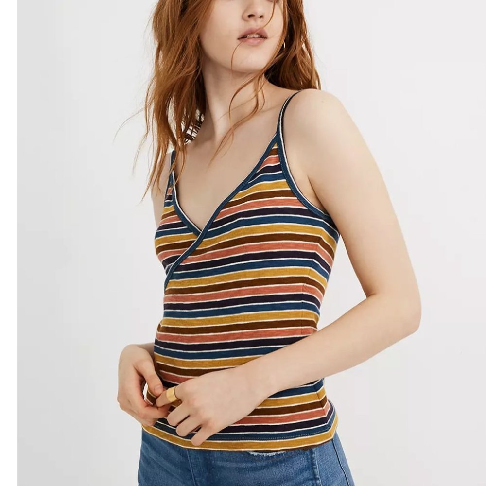 Madewell Wrap Cami Top in Golden Meadow Stripe